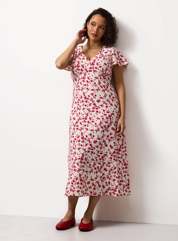 Pink Floral Print Midaxi Tea Dress 14